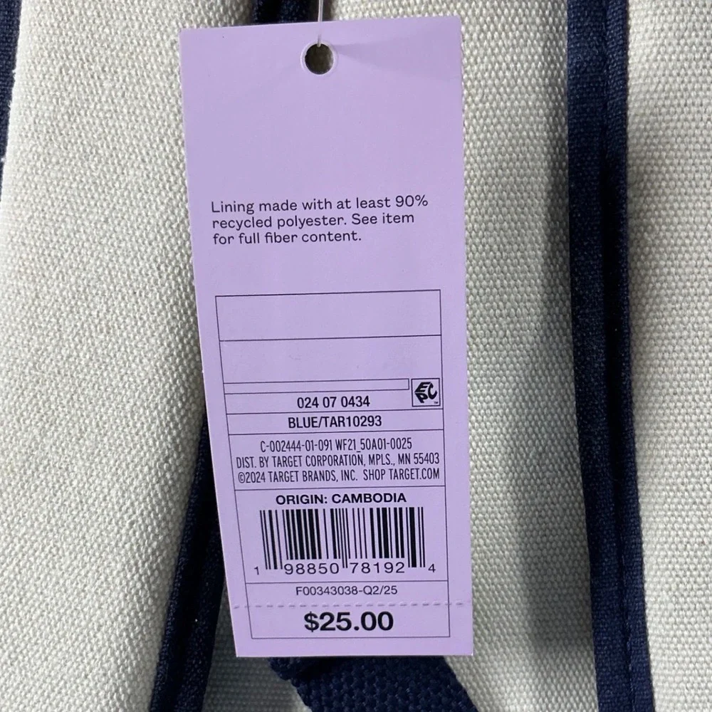 Wild Fable Canvas Backpack Cream Navy Blue School Bag NWT‎